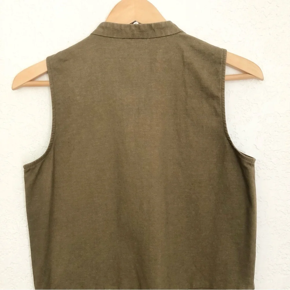 Eileen Fisher Cotton Hemp Stretch Zip Up Jumpsuit Olive Green XXS